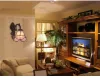 European retro country art decorative three-dimensional pollen red single-head wall lamp mirror front lamp details Picture